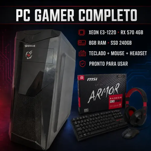 PC Gamer Xeon + RX 570 4GB + SSD ? Completo com periféricos