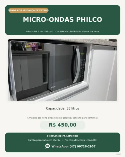 Micro-ondas Philco 33L 127v