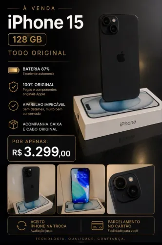 iPhone 15 128 GB Preto
