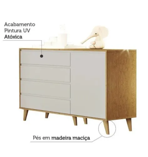 Cômoda Infantil Gran Lorena Off White Bétula