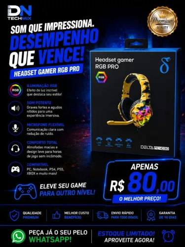 Headset Gamer Premium com Luzes RGB