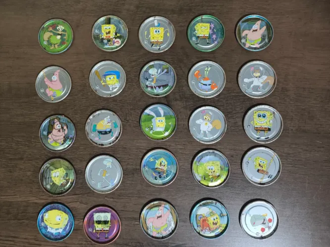 Lote 25 Tazos Bob Esponja Titanium (2006)