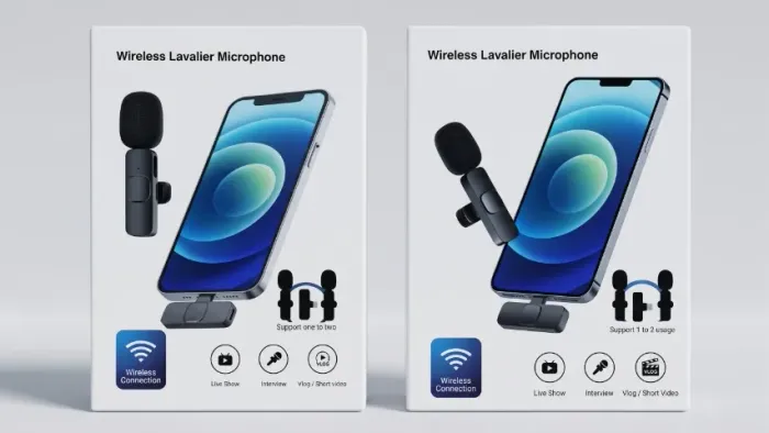 [NOVO] Kit Microfone de Lapela Sem Fios Duplo para Telemóvel (USB-C / Lightning)