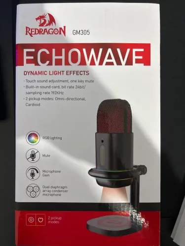 Microfone Gamer Redragon Echowave GM305 RGB- Na caixa original