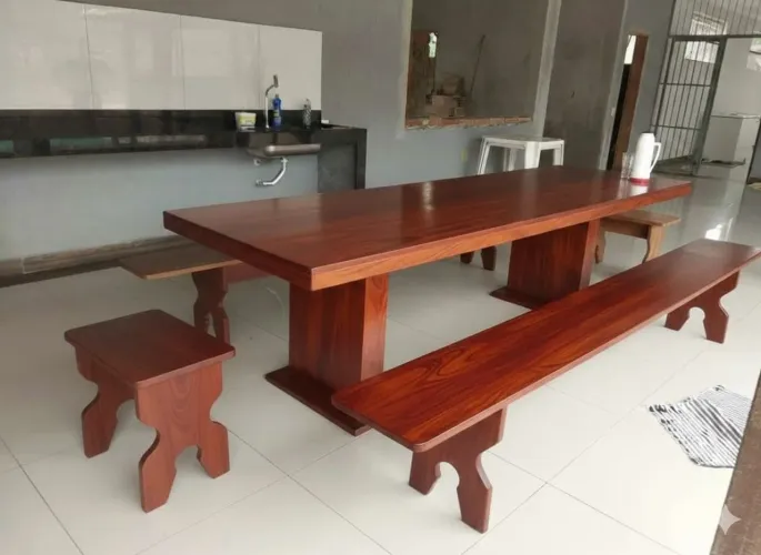 Mesa pedra de ardósia pintada