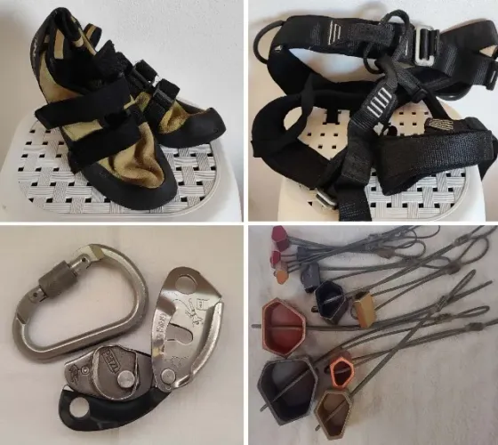 Equipamentos Escalada Rapel Sapatilha Freio Cadeirinha