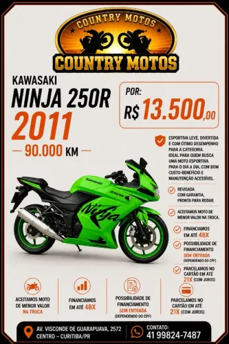 Kawasaki Ninja 250R - 2011 - Aceito moto na troca
