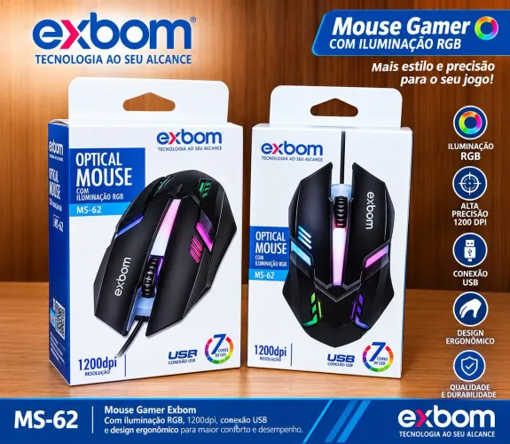 Mouse Gamer exbom 4D FIGHTER LED