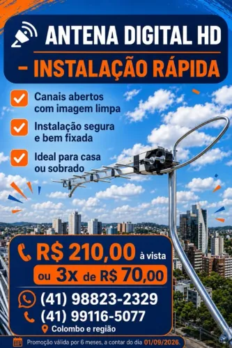 Antena Digital HD para TV - Casa ou Sobrado