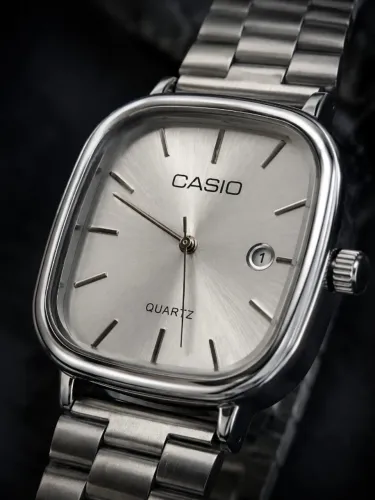Relógio Casio Quartz de Alto Padrão Prata + Caixa Casio com Velcro