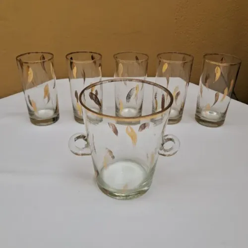 Conjunto Vintage com 5 Copos e Balde de Gelo - Anos 60