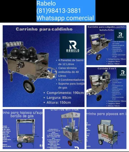 Carrocinhas de lanches inox diversos modelos em até 10x sem juros no cartão 