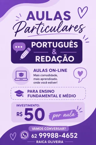 Aulas particulares on-line.
