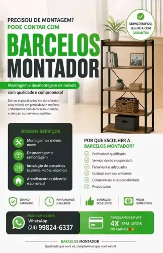 Montador de moveis.  Montagem a partir de 90,00 geramos uma recibo com garantia de 3 meses
