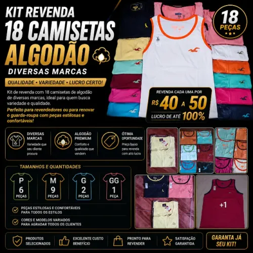 Kit Revendedor 18 Camisetas Algodão Premium - Multimarcas
