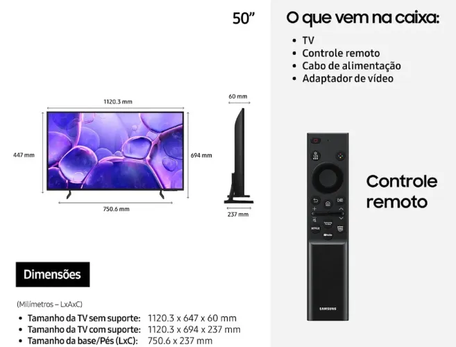 TV 50 pol - Lacrada Crystal UHD 4K U8100F - Samsung