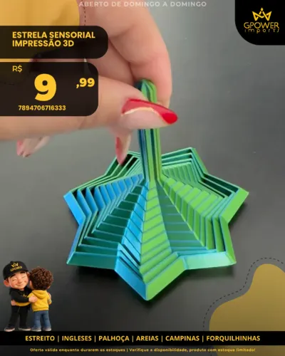 ESTRELA SENSORIAL IMPRESSÃO 3D