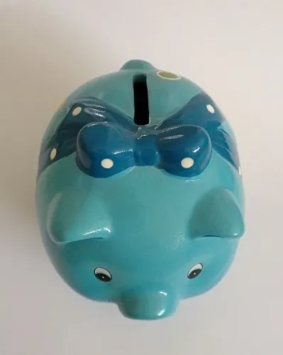 Cofrinho de porcelana porquinho azul