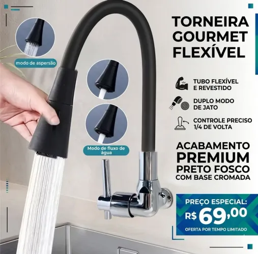 Torneira Gourmet Cozinha Cromada De Mesa (Bancada)