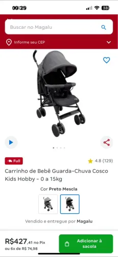 Carrinho de bebê dobrável 