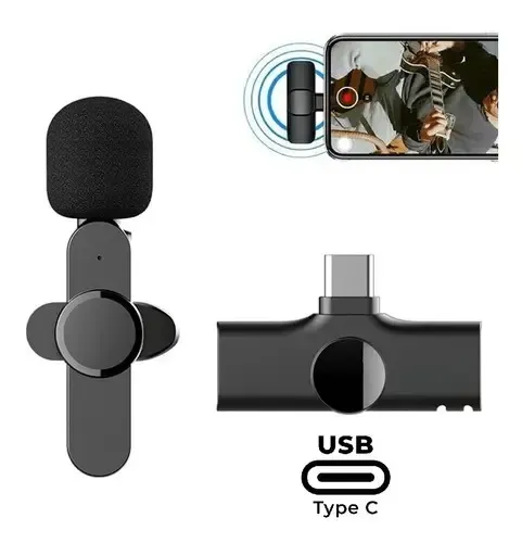 Microfone de Lapela HMaston MK-04 tipo-c Preto