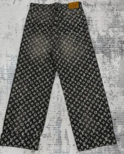 calça jeans unisex louis vuitton cristal, reta, monograma jeans, novo, baggy rp