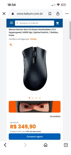 Mouse Gamer Sem Fio Razer Deathadder V2 X Hyperspeed, 14000 Dpi