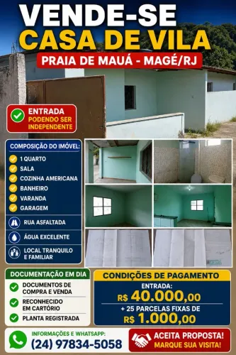 Venda de casa praia de Mauá Magé