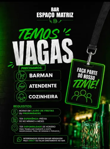 OPORTUNIDADE DE EMPREGO EM LAURO DE FREITAS