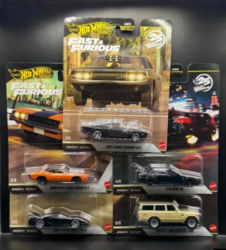 Hot Wheels Premium Velozes e Furiosos 25º Aniversário - Conjunto de 5 miniaturas