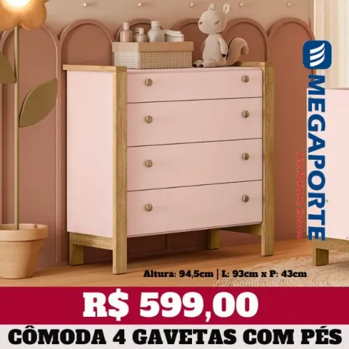 Cômoda Flora 4 Gavetas (Novo) Entrega Grátis! 