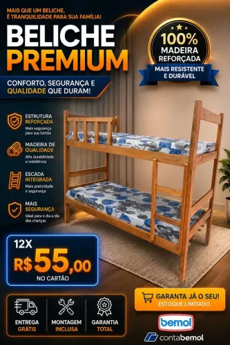 Beliche Madeira Movo R$ 55,00 Mensal Nos Cartões Incluso Entrega e Montagem