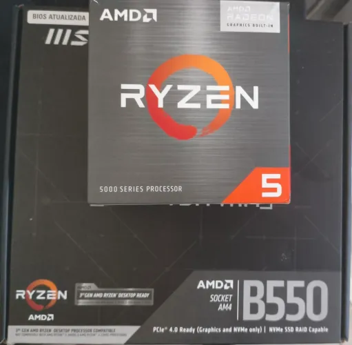 Kit Processador AMD Ryzen 5 5600g + Placa Mãe MSI B550M PRO-VDH Wifi