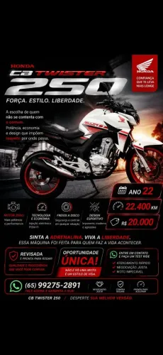 ? Honda CB Twister 250cc - 2022 (Impecável!)
