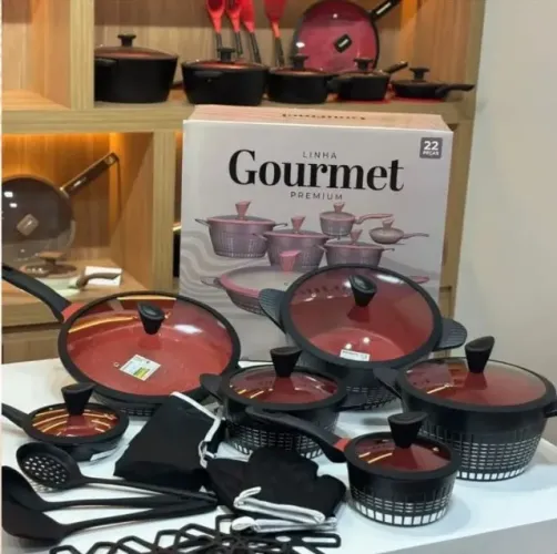 Conjunto Panelas Gourmet Cerâmica Antiaderente Indução 22pçs 