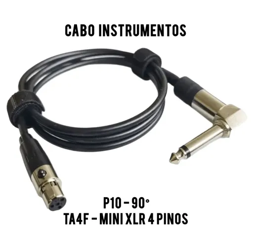 Cabo Para Instrumentos P10 em L para Bodypack Shure