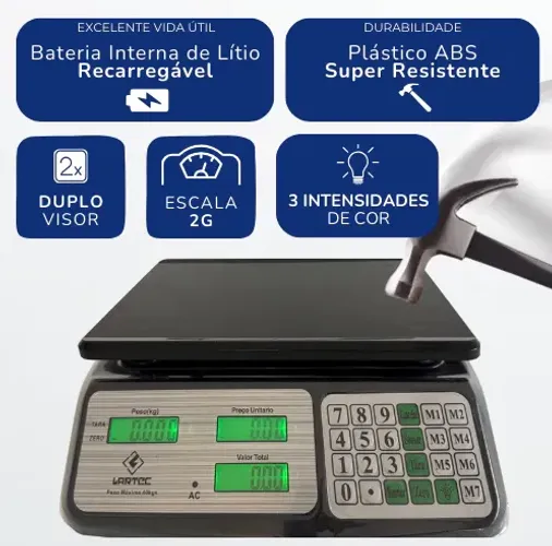 Balança Digital de Cozinha 40 KG para Conferência Interna de Peso Alta Precisão