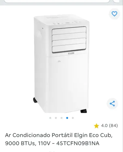 Ar condicionado Portátil Elgin, 9000 BTUs, 110V -