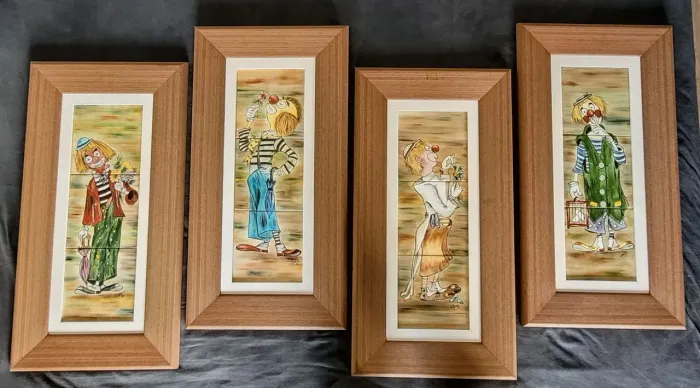 Conjunto 4 Quadros Antigos em Azulejos Pintados