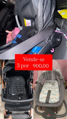 3 itens - carrinho de bebê, bebê conforto e balanço musical!