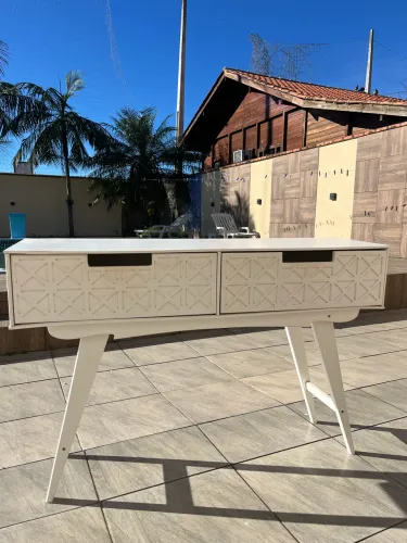 Penteadeira/Escrivaninha Branca com 2 Gavetas - Estilo Retrô
