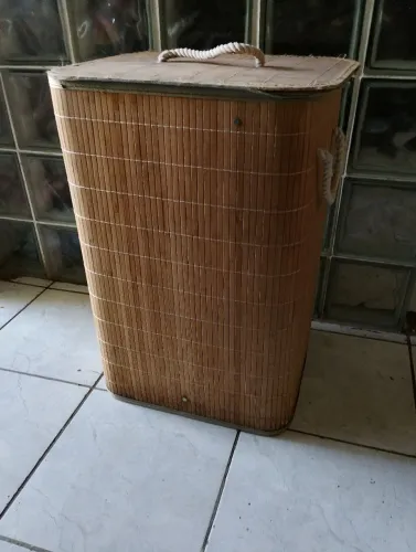 Cesto de roupas bambu