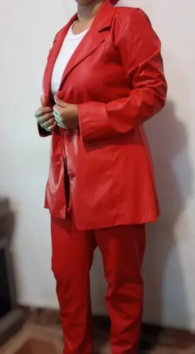 Conjunto Blazer e calça  Vermelho de Courino