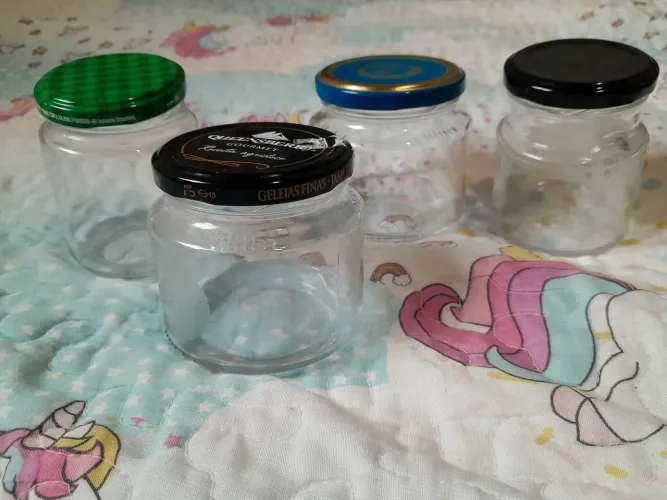 Conjunto com 4 Potes de Geleia Potes de vidro com tampa vazios