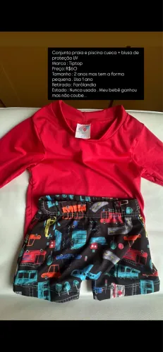 Conjunto praia e piscina Tiptop menino bebê 6 meses