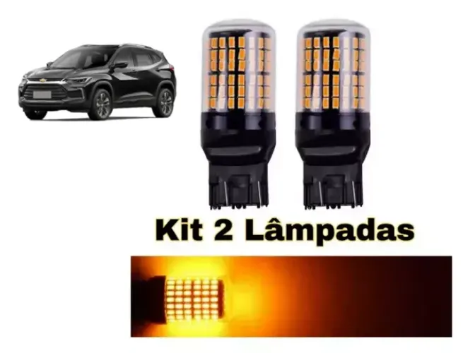 Par de Lâmpada Luz Pisca Seta Led Laranja Âmbar T20 Chevrolet Tracker 2022 2023 2024