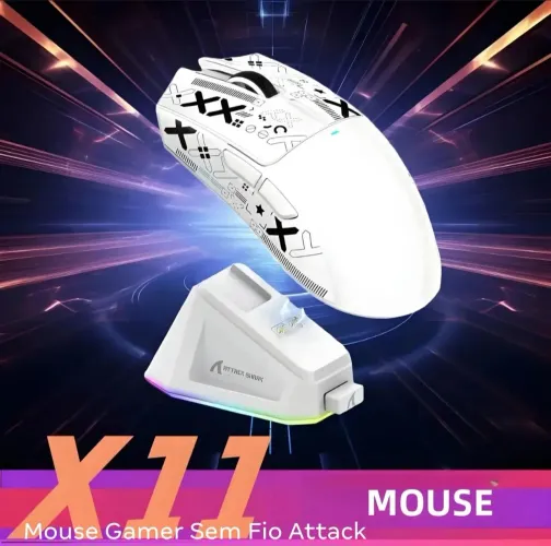 Mouse Gamer Branco Shark X11 Sem fio Lacrado