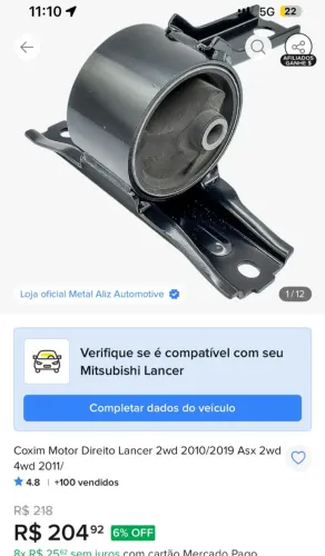 Coxim motor direito lancer