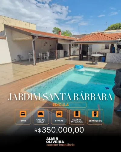 GA - Edícula - Jardim Santa Bárbara - 01 Suíte - Gourmet - Piscina - 02 Vagas - Sertãozinh