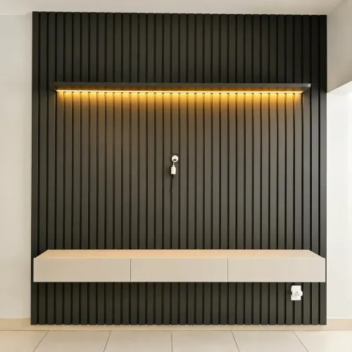 Painel Ripando com Led - Grafite